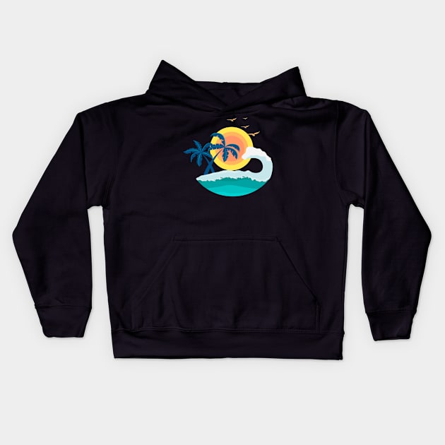 Vintage Ocean Kids Hoodie by Imutobi